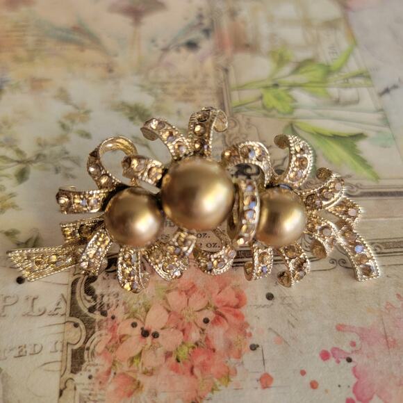 Brooch Women Vintage Modernist Gold Tone Abstract Coral Style Lapel Brooch - Picture 3 of 10